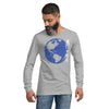 Blue Marble White Text Unisex Long Sleeve Tee