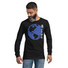 Blue Marble White Text Unisex Long Sleeve Tee