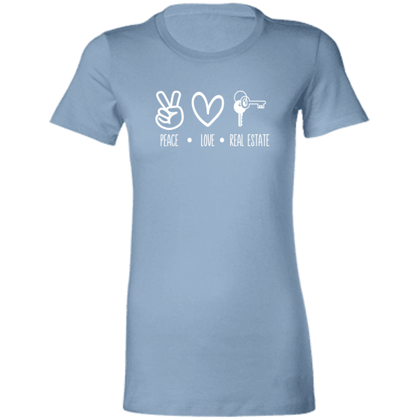 Peace, Love, Real Estate  Ladies' Fitted T-Shirt